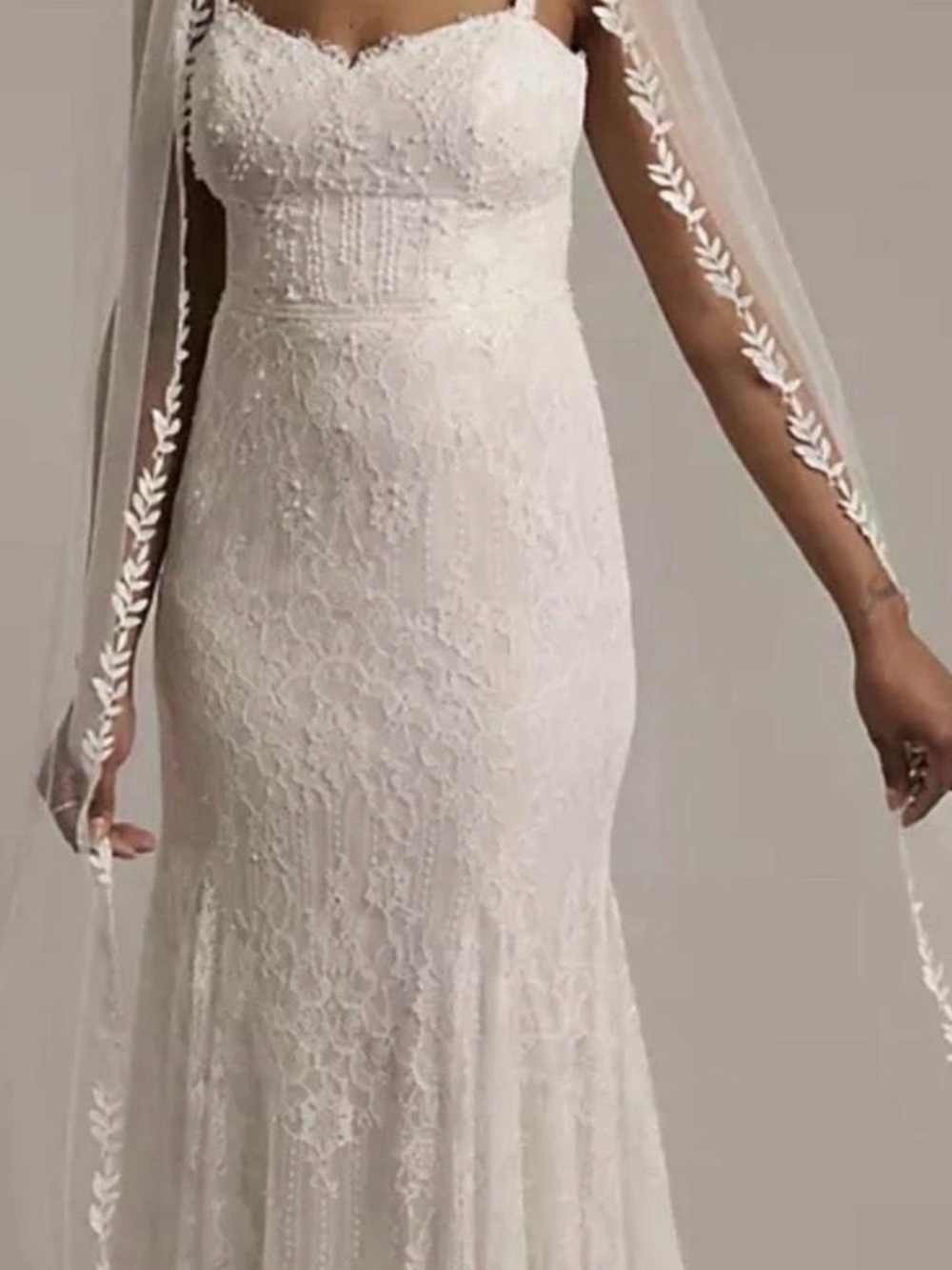 Melissa Sweet Ivory Lace Strapless Trumpet Bridal Gown